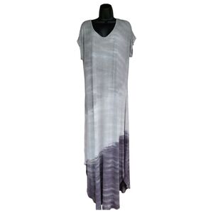 CABLE & Gage Charcoal Light Gray Tye Dye  Ombre Maxi Dress Size M